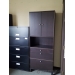 Espresso Wood Storage Cabinet, 3 Drawers, Enclosed Upper